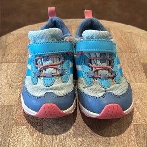 Little Kids Blue and Pink Merrelll Hiking Shoes. Size 9